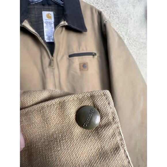 Vtg Carhartt Detroit Jacket J97 Sandstone Duck Blanket Lined Sz 2XL Reg Workwear - Picture 6 of 16
